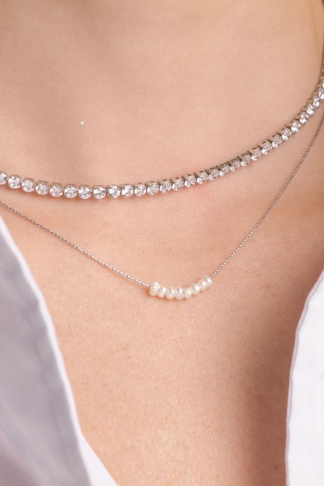 Nina Silver Dainty Pearl Necklace Product Image