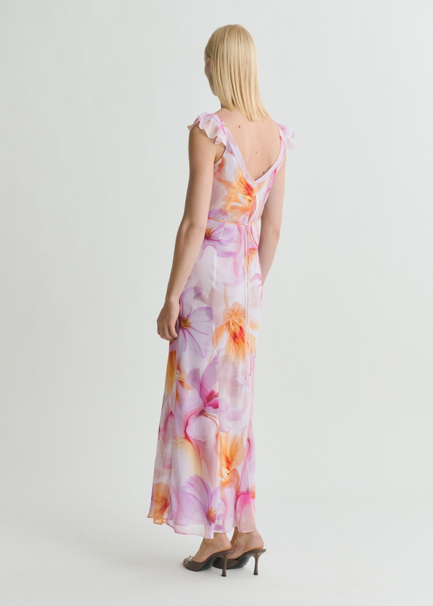 Floral dress with ruffle detail - Women | MANGO USA Product Image