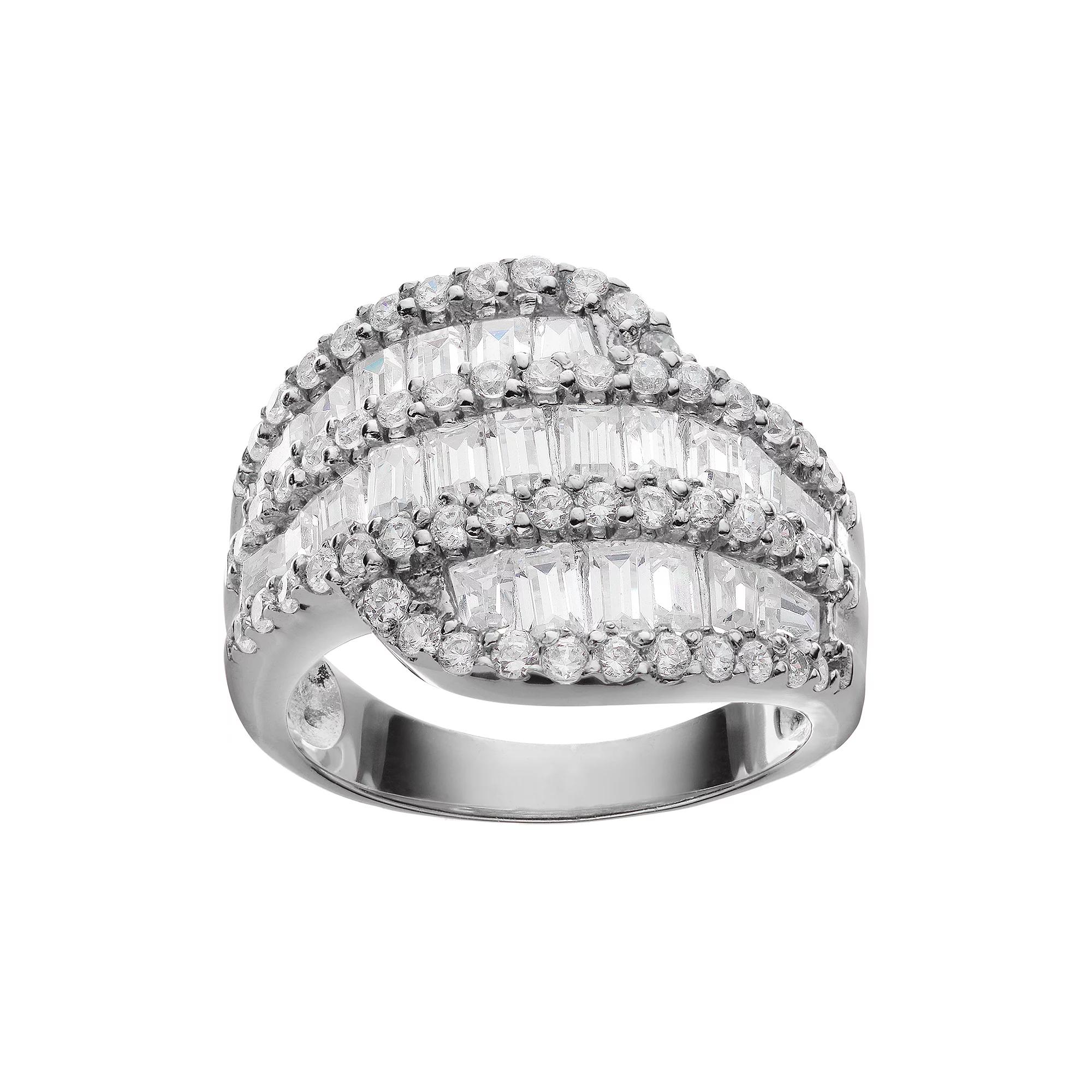 Sophie Miller Tapered Cubic Zirconia Baguette Sterling Silver Ring, Women's, Size: 9, White Product Image