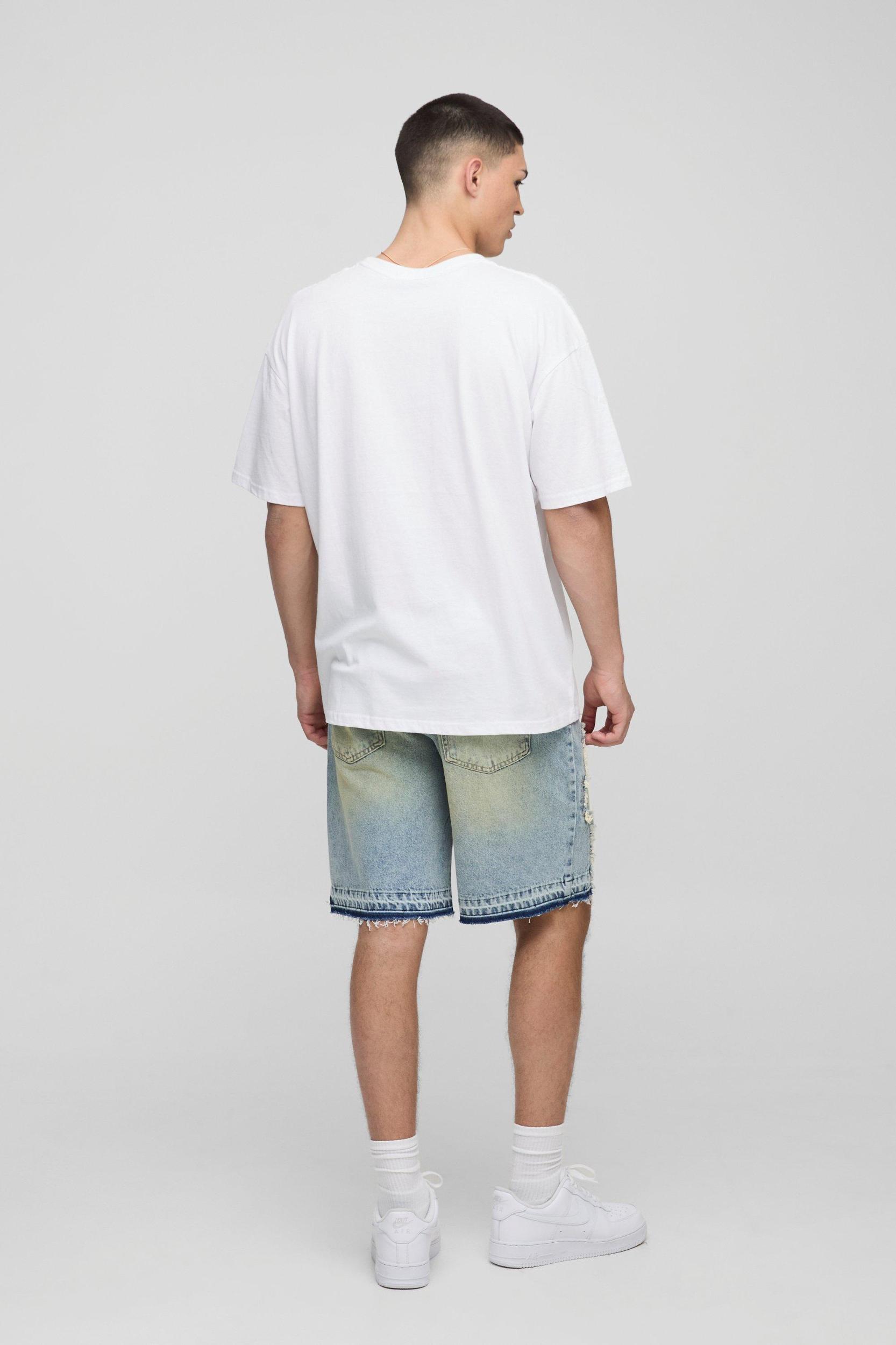 Relaxed Fit Ripped Carpenter Jean Shorts | boohooMAN USA Product Image