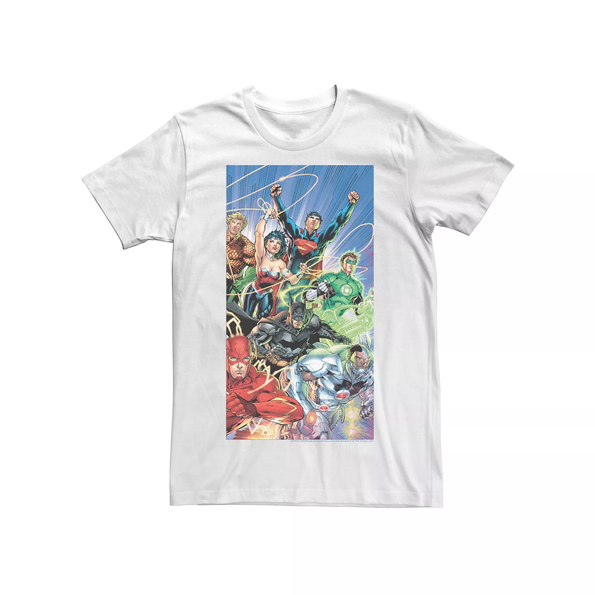 Men's Justice League Fandom Collage Poster Tee, Size: Medium, White Product Image