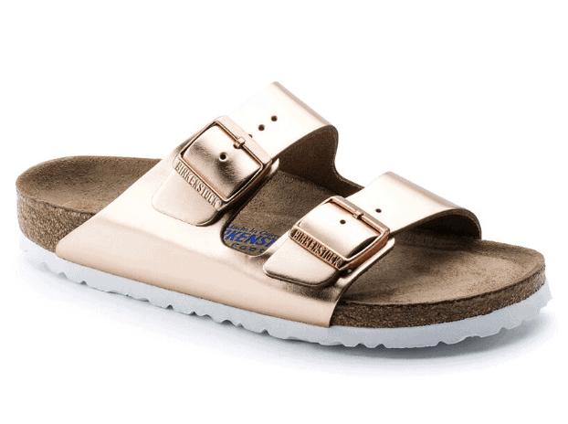 Birkenstock Arizona Metallic Copper Leather Soft Footbed Narrow Product Image