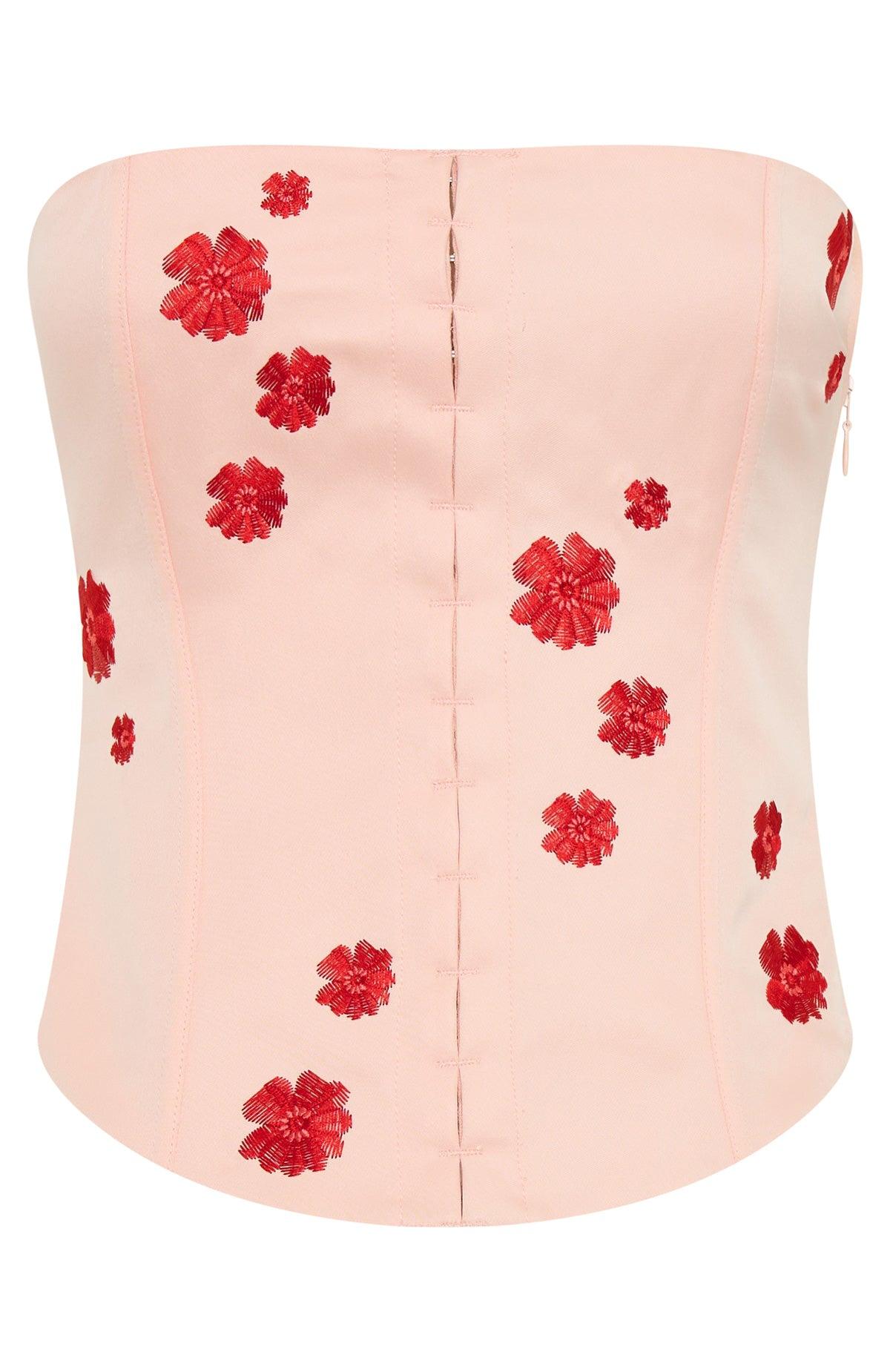 Beyond Me Strapless Embroidered Bustier Pink Product Image