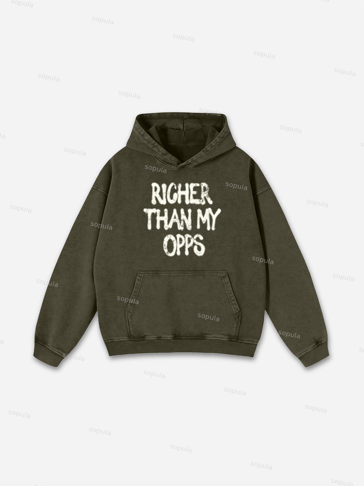 Richer Than My Opps Vintage Graphic Washed Hoodie Product Image