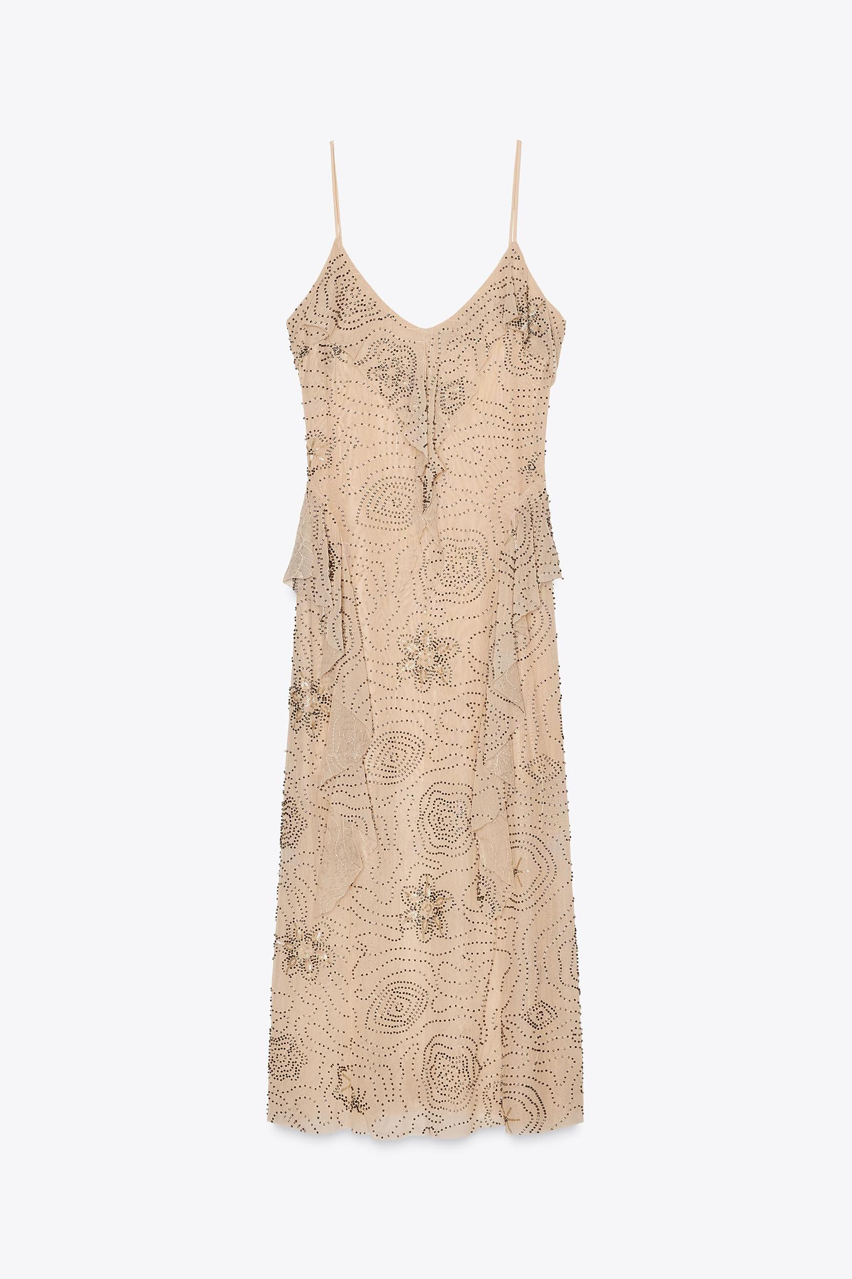 SHIMMERING RUFFLED MIDI DRESS Product Image