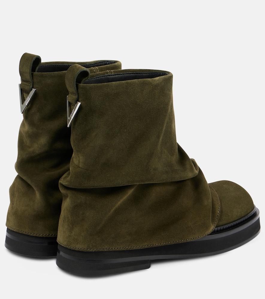 ATTICO Leather Ankle Pull Tab Combat Boots In Green Product Image