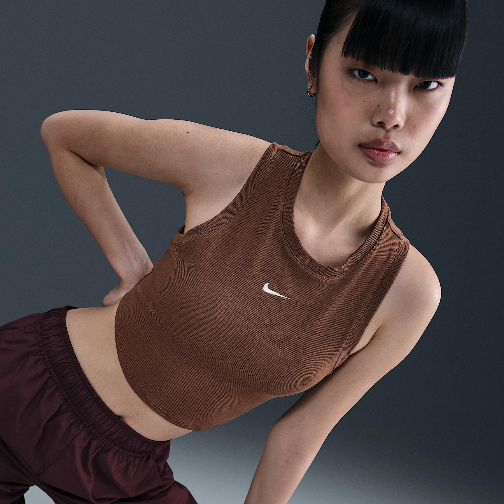 Womens Nike Sportswear Chill Knit Tight Cropped Mini-Rib Tank Top | FB8279-265 Product Image