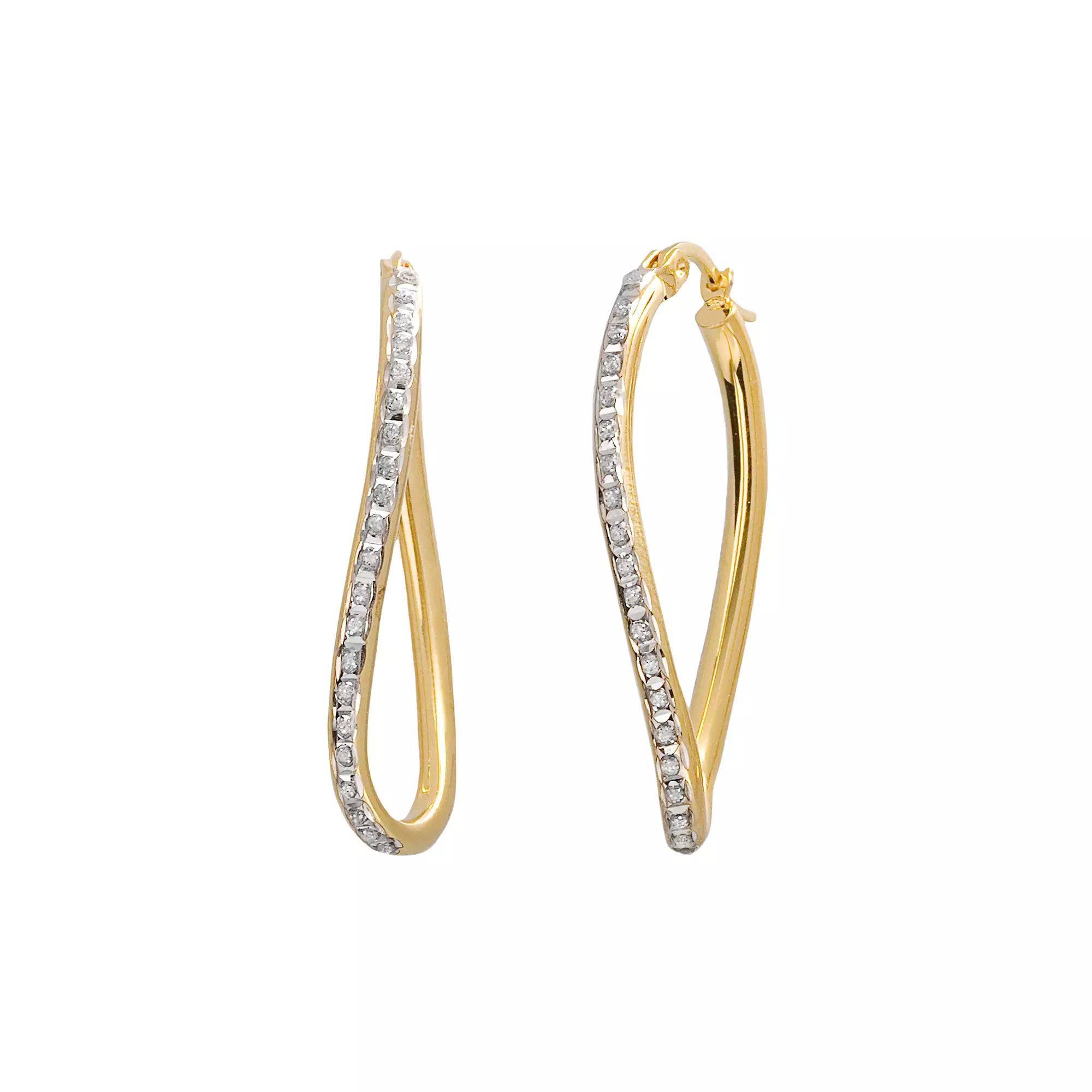 Diamond Mystique 18k Gold Over Silver Figure 8 Hoop Earrings, Women's, Yellow Product Image