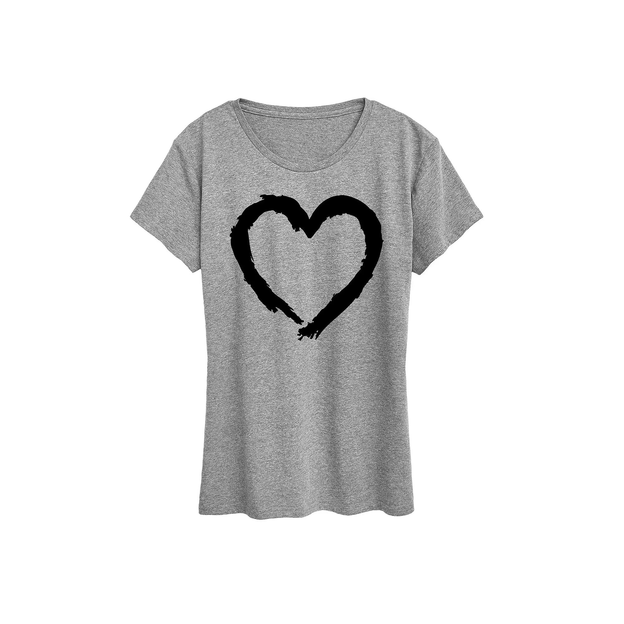 Women's Paintbrush Stroke Heart Graphic Tee,  Product Image
