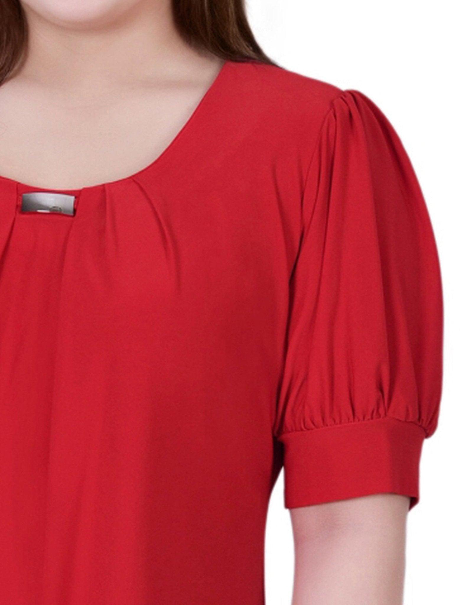 Bittersweet Short Sleeve Balloon Sleeve Top With Hardware - Plus Product Image