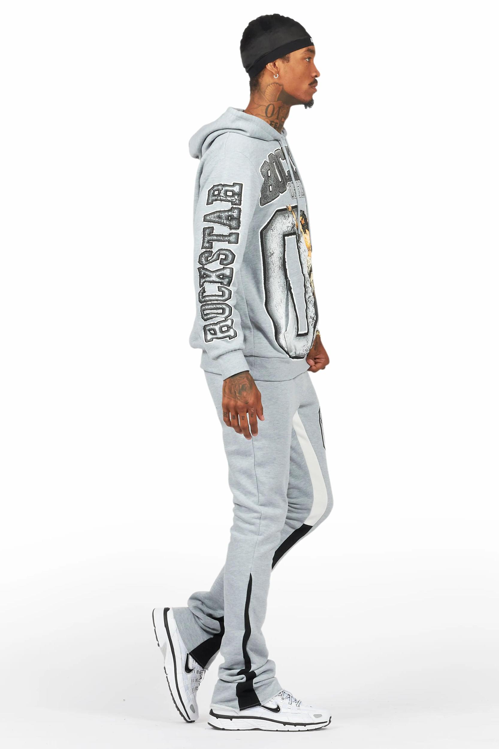 Fields Grey/White Stacked Flare Hoodie Track Set Male Product Image