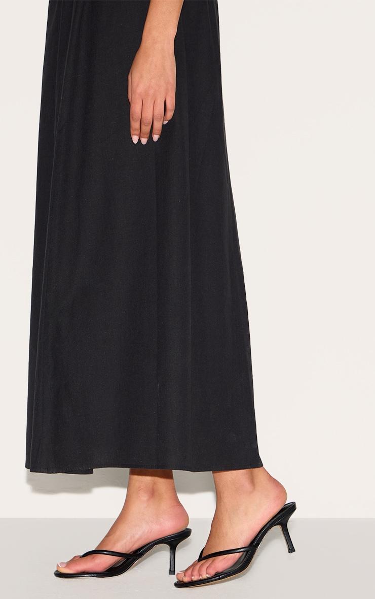 Black Pu Toe Thong Heeled Mules Product Image