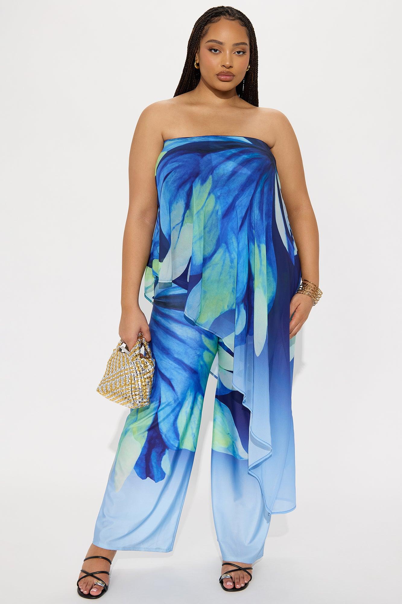 Danielle Flowy Floral Jumpsuit - Blue Female Product Image