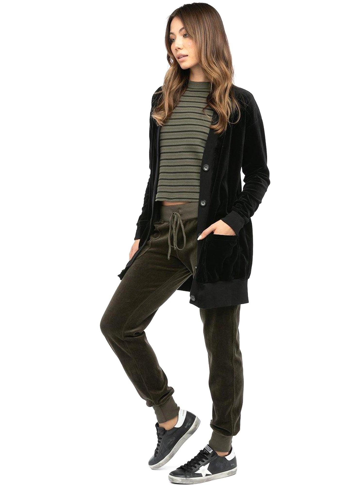 Hard Tail Velour Long Cardigan V-183 Product Image