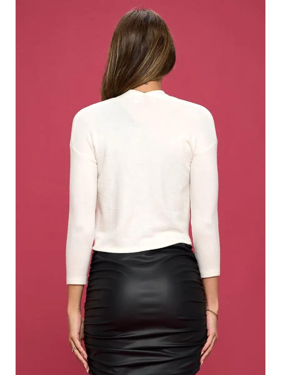 Brushed Knit Cashmere Like Bolero Cardigan Product Image