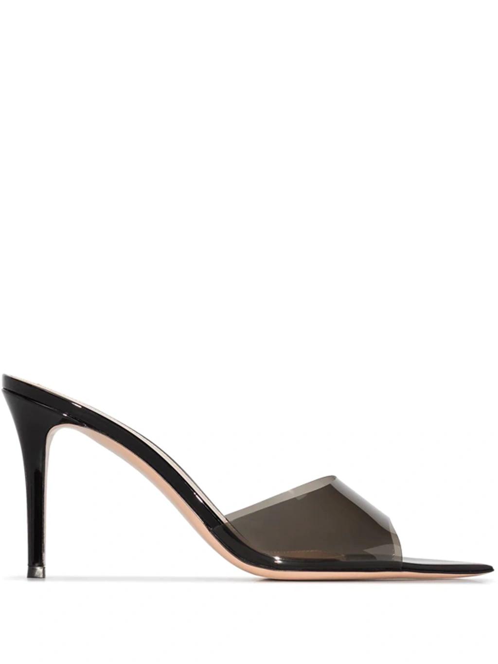 GIANVITO ROSSI Elle 85 Pvc And Patent-leather Mules In Black Product Image