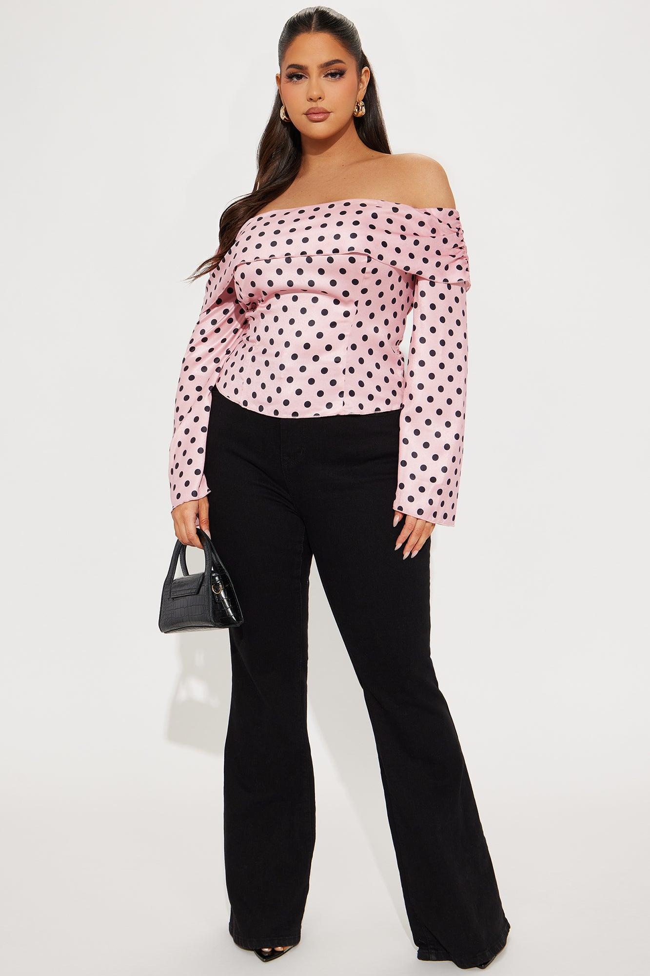 Everlyn Satin Polka Dot Top - Pink/combo Product Image