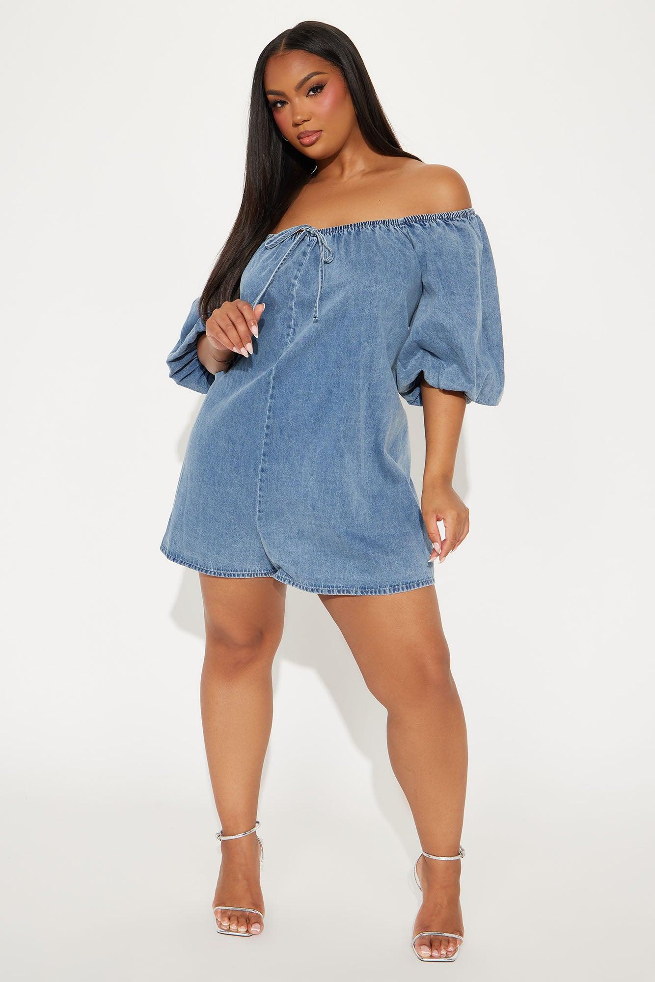 Mimi Denim Romper - Light Wash Product Image