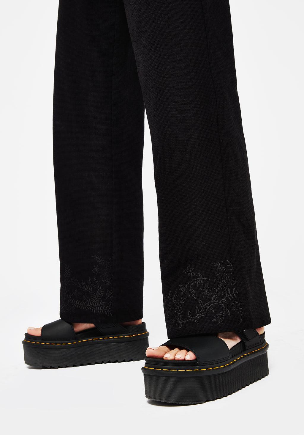 Thorell Embroidered Cotton Wide Leg Trousers Product Image