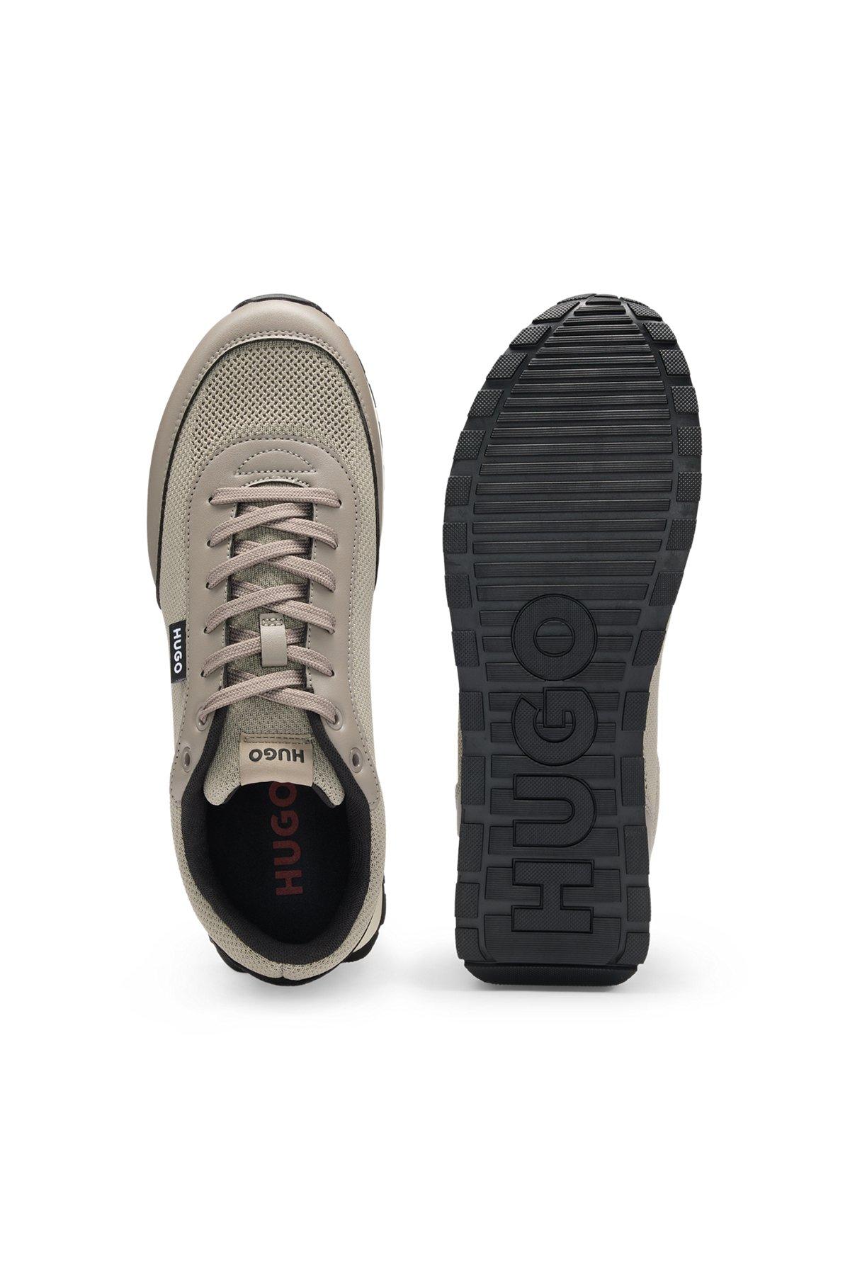 Knit-effect trainers with faux-leather trims Product Image