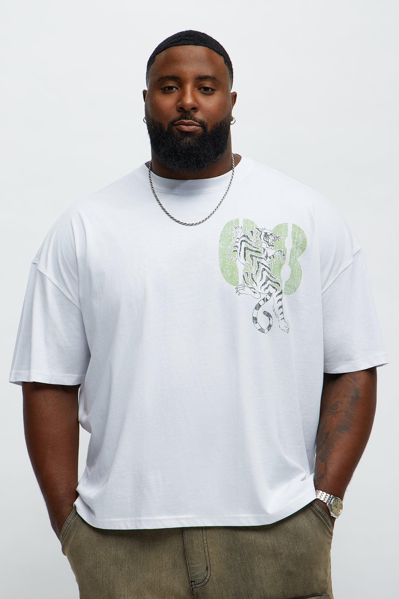 Tiger Power From Within Oversized Short Sleeve Tee - White Male Product Image