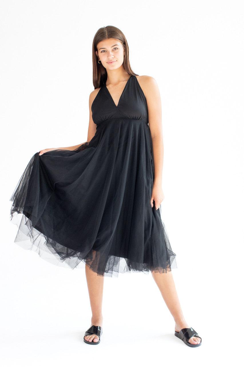 Black Mesh Midi Dress Product Image