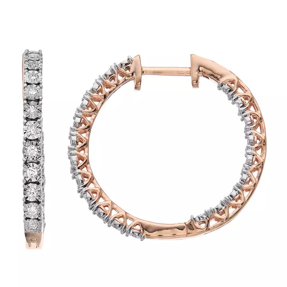 Diamond Brilliance 1/2 Carat T.W. Diamond Hoop Earrings, Women's, Pink Tone Product Image