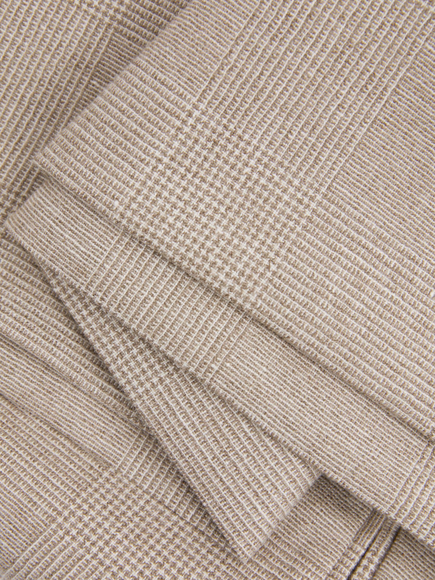 Checked Side Adjuster Trousers in Wool-Linen in Oatmeal Product Image