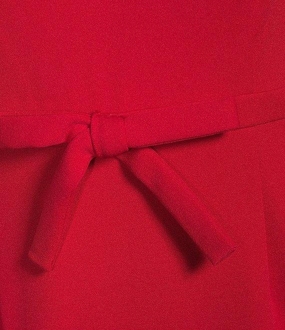 Adrianna Papell Crew Neck Short Sleeve Bow Front Crepe Sheath Dress Product Image
