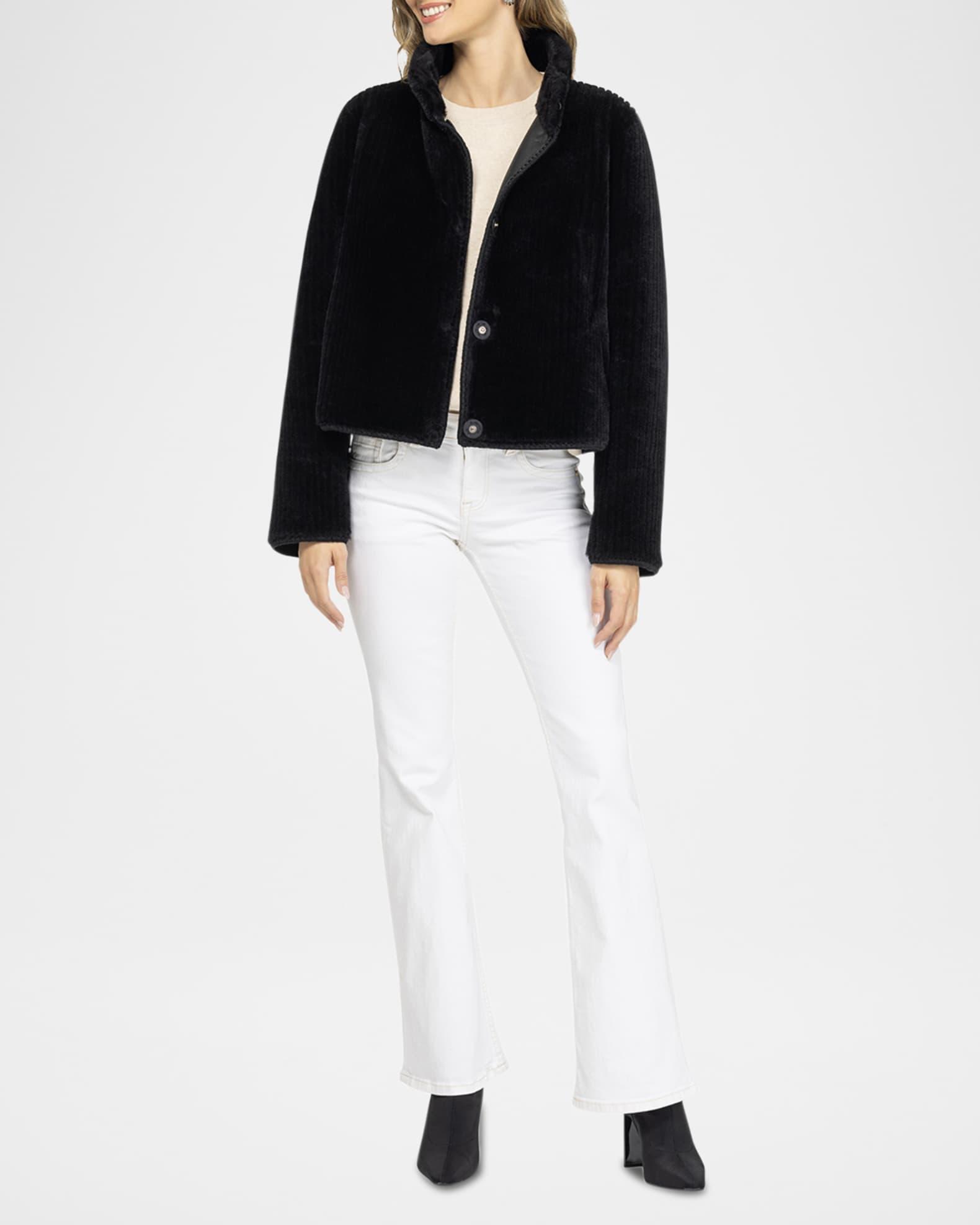 Reversible Merino Grooved Shearling Lamb Jacket With Embroidered Trim Product Image