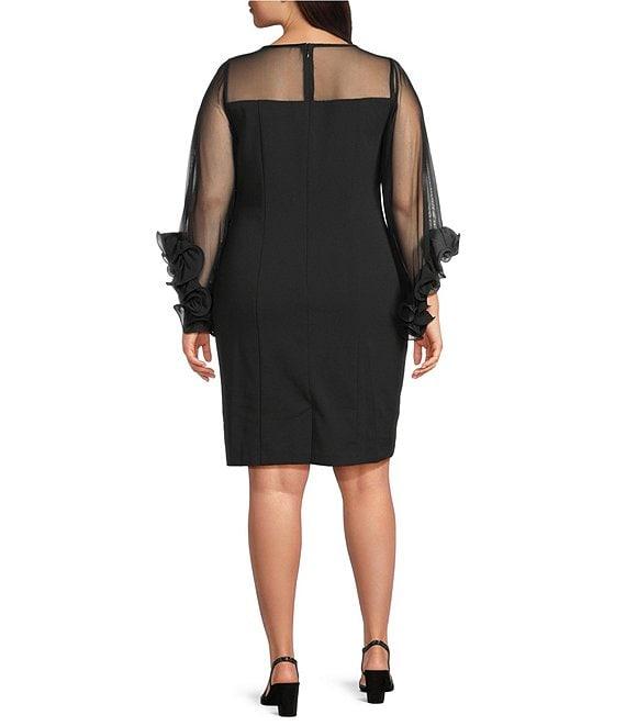 Alex Evenings Plus Size 3/4 Ruffle Sleeve Sheath Dress Product Image
