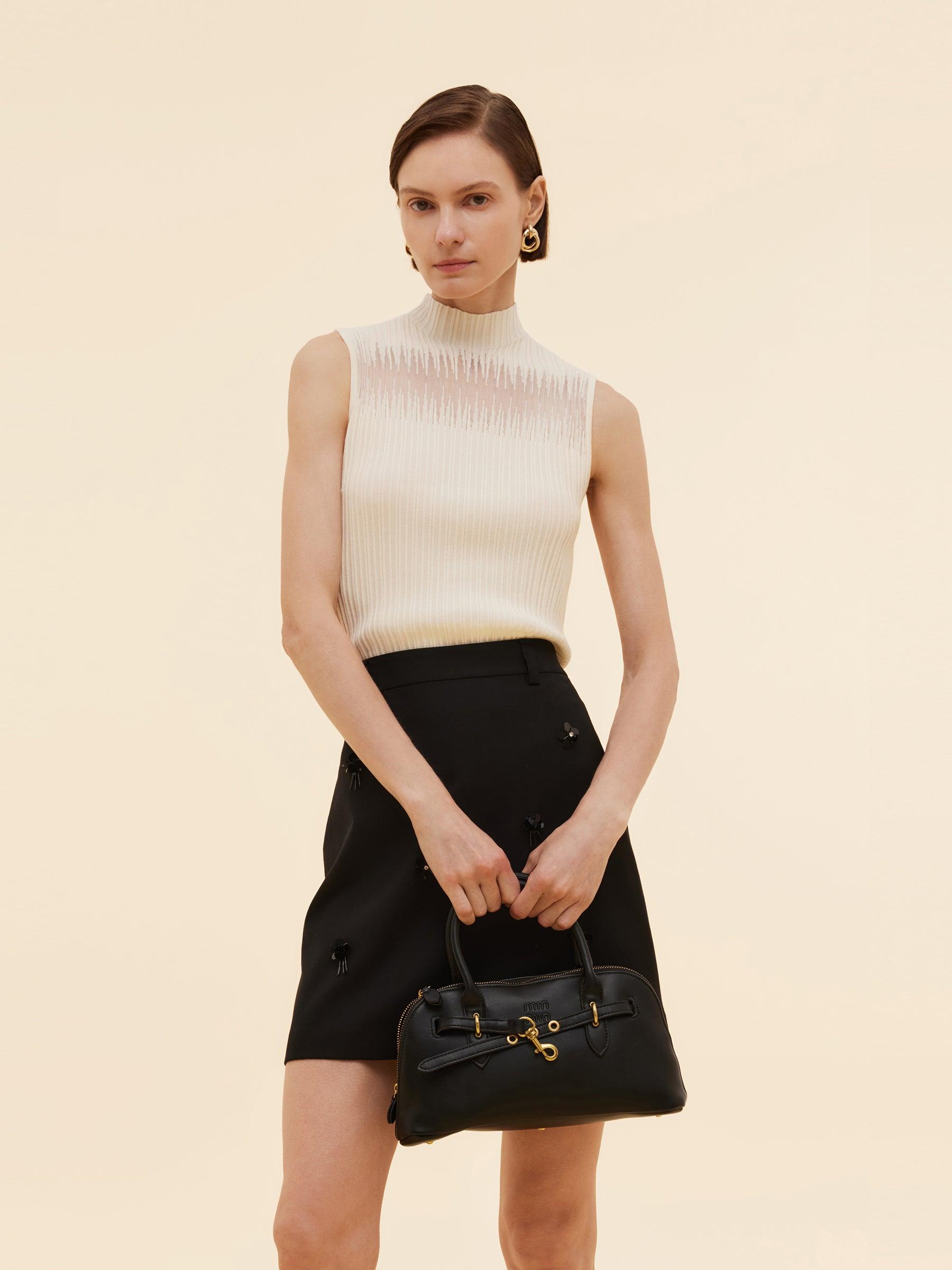 Tencel Blend Women Mock Neck Knit Tank Top Product Image