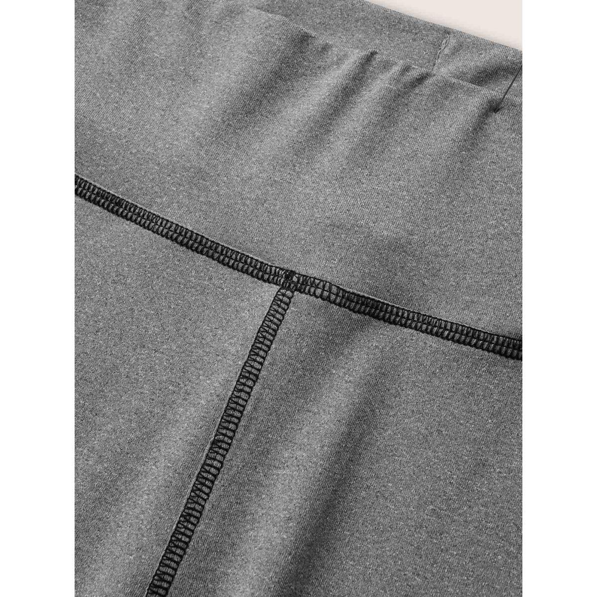 Plus Size Contrast Trim Side Pocket High Rise Leggings Women Gray Casual High stretch High Rise Everyday Leggings BloomChic 22-24/3X Product Image