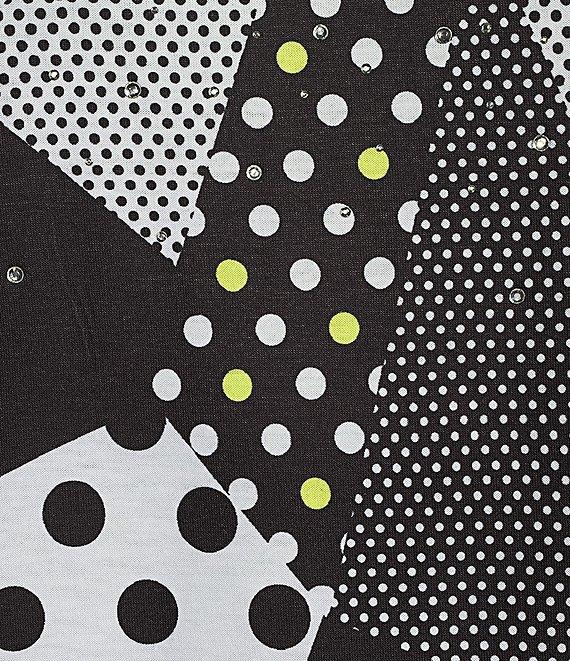 Allison Daley Dot Patches Print 3/4 Sleeve Keyhole Neck Knit Top Product Image