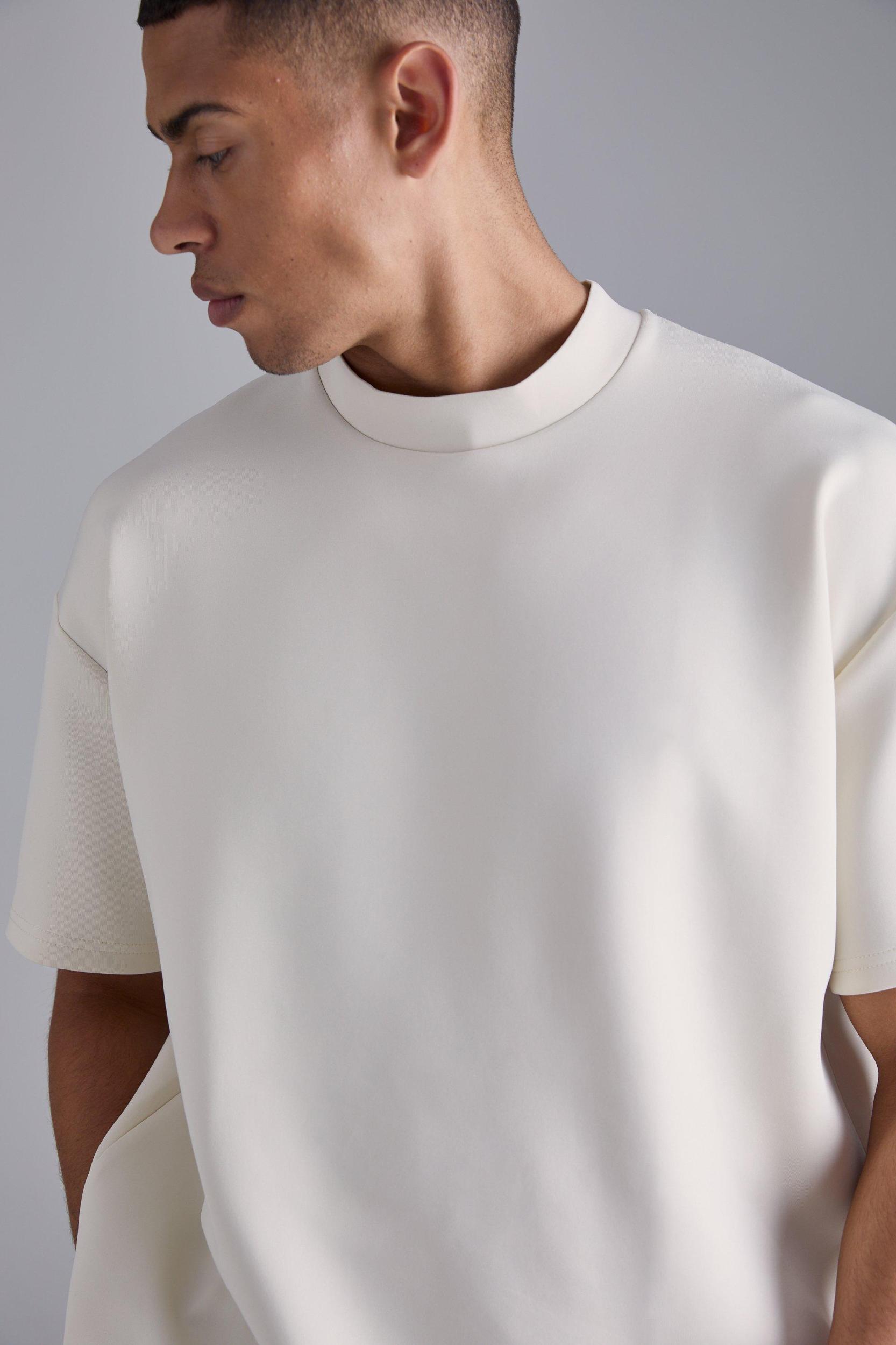 Oversized Extended Neck Scuba T-shirt | boohooMAN USA Product Image
