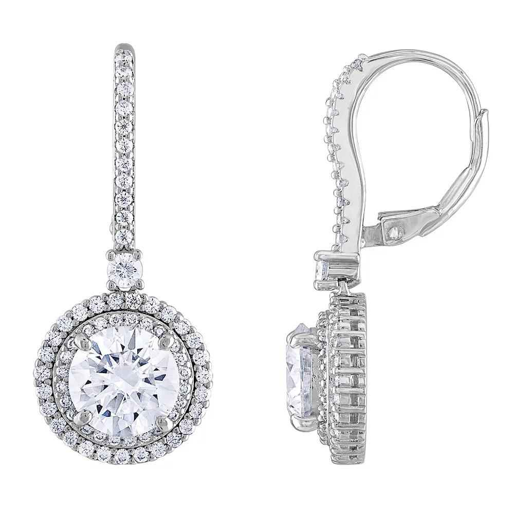 White Lotus Sterling Silver 5 1/2 Carat T.W. Lab-Created Moissanite Leverback Earrings, Women's Product Image