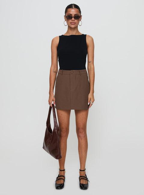 Sabyna Tailored Mini Skirt Brown Product Image