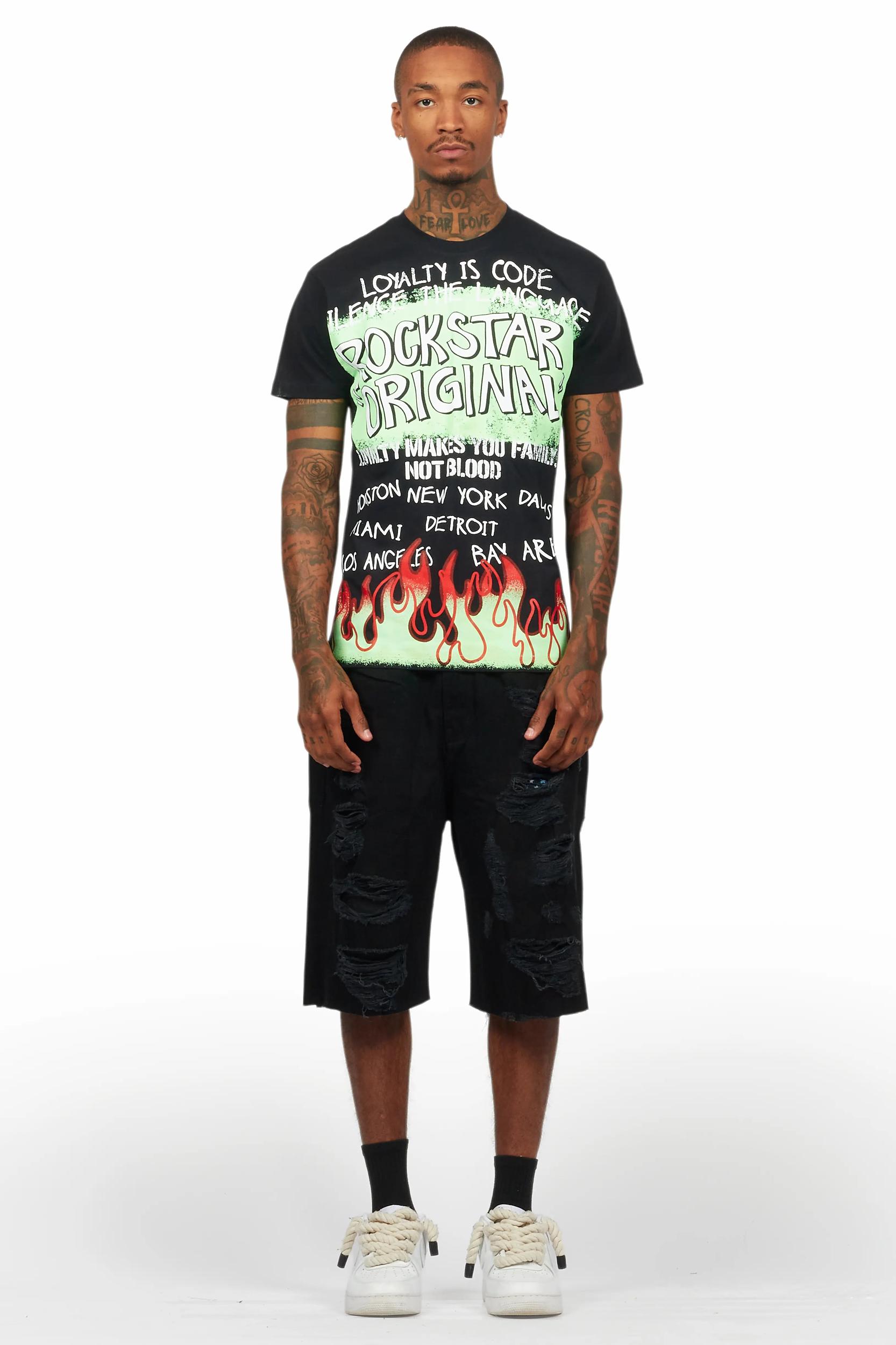 Beno Black T-Shirt/Denim Short Set Male Product Image