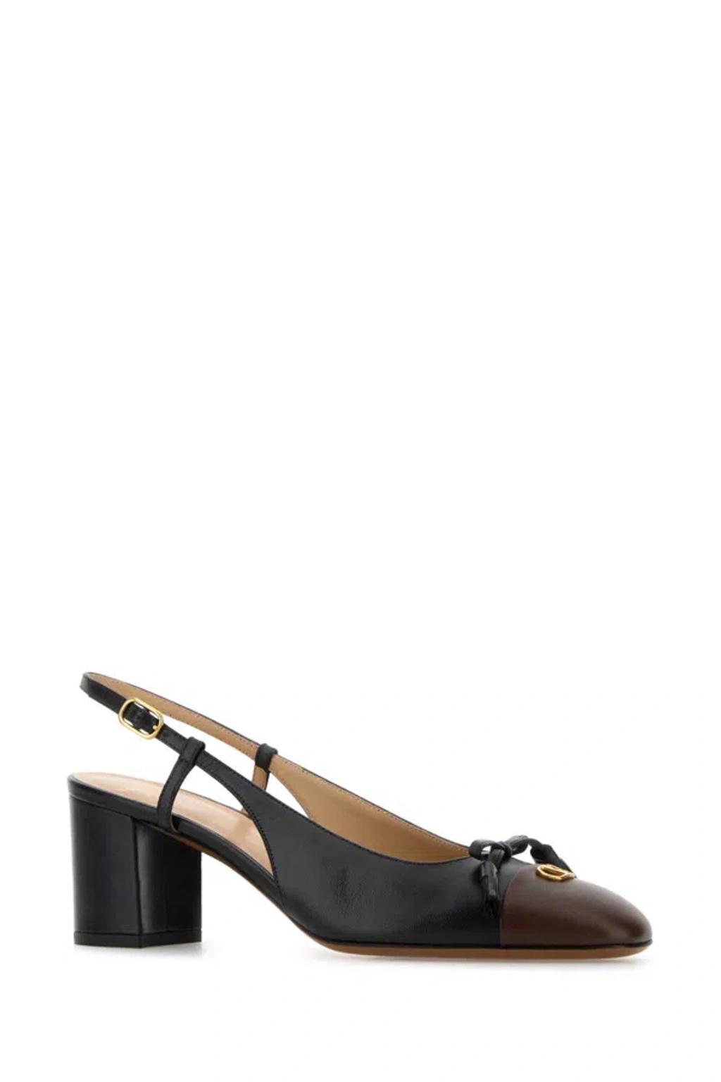 VALENTINO GARAVANI Vlogo 65 Tasseled Two-tone Leather Slingback Pumps In Black Product Image