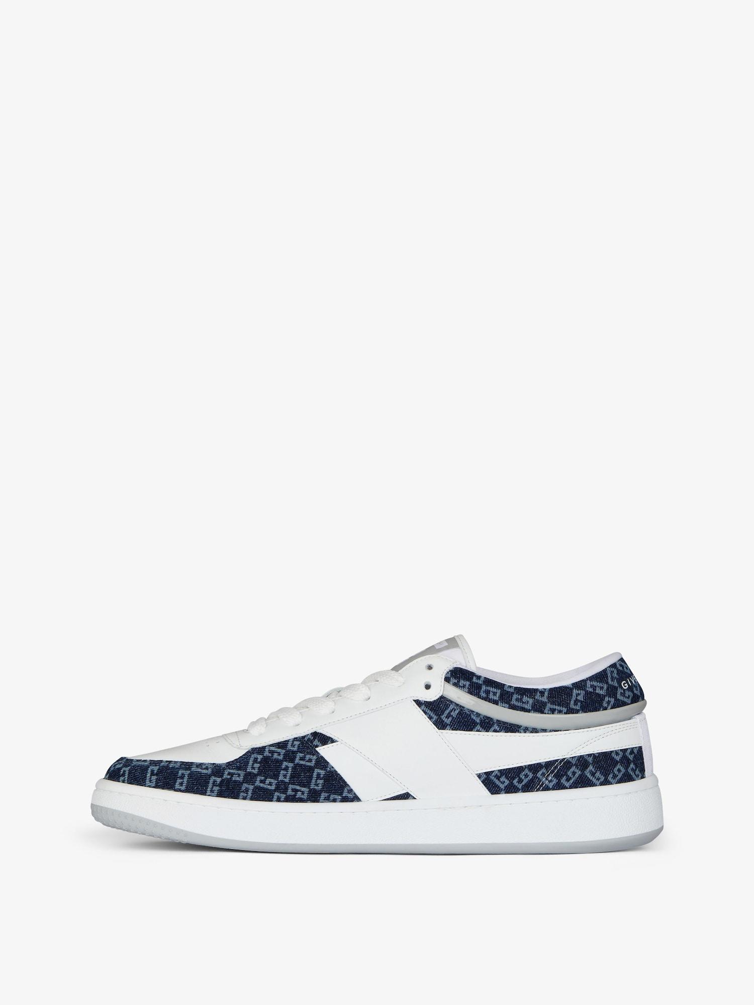 G Move sneakers in leather and monogram 72 denim Product Image