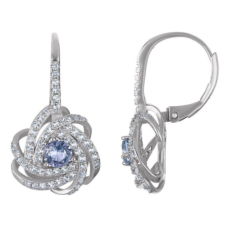 Designs by Gioelli Sterling Silver Gemstone Love Knot Leverback Earrings, Women's, London Blue Topaz Product Image