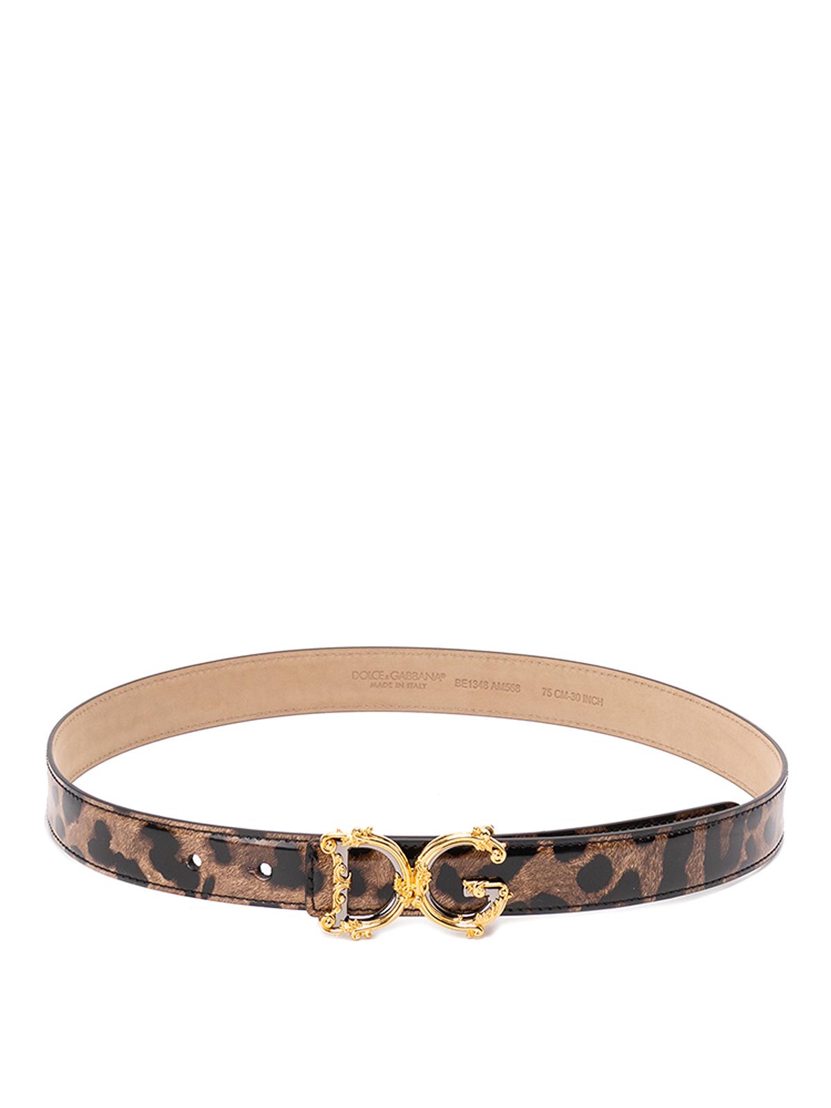 DOLCE & GABBANA Dg Leopard-print Patent Leather Belt In Multi Product Image