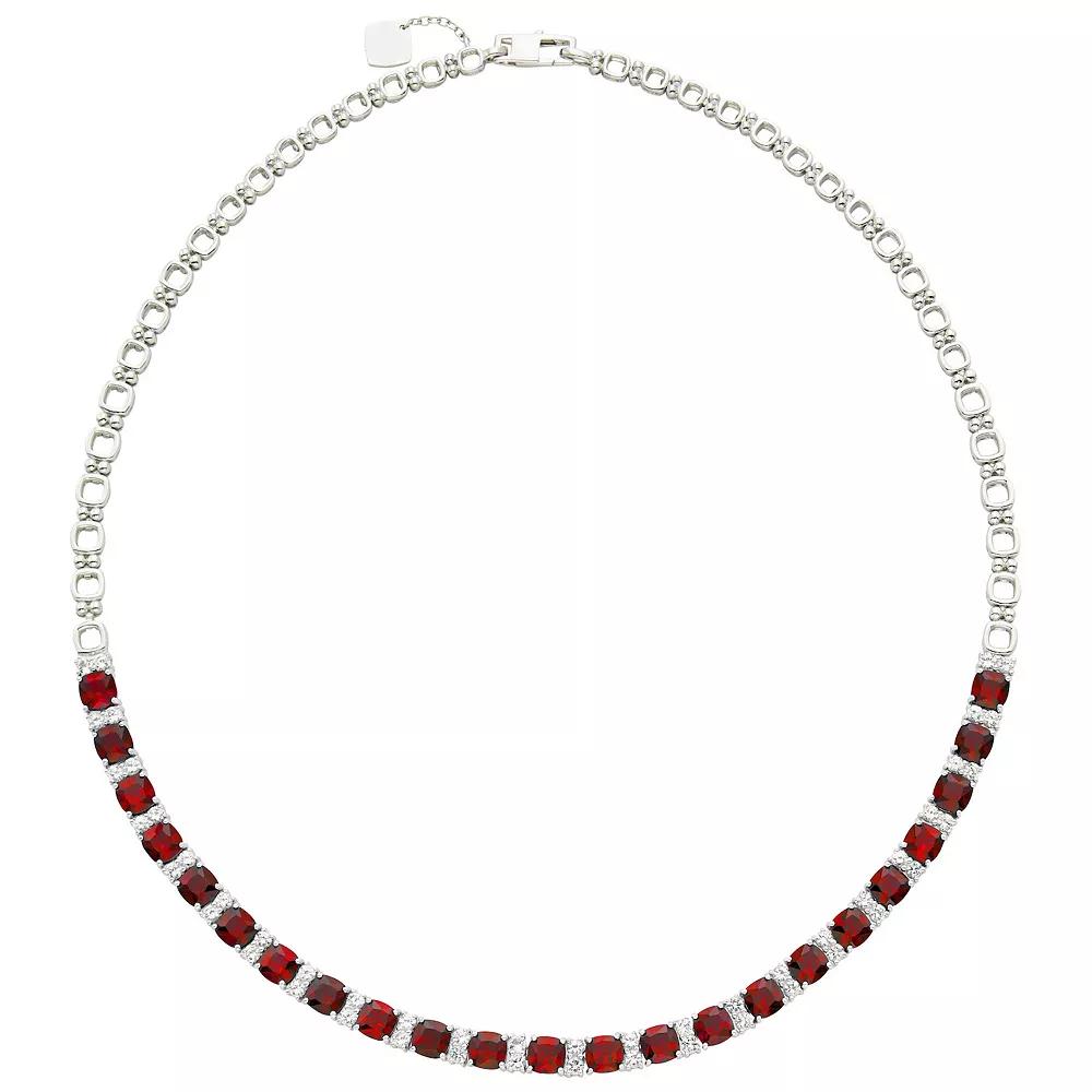 Sterling Silver Lab-Created Ruby & Lab-Created White Sapphire Necklace, Women's,  Product Image
