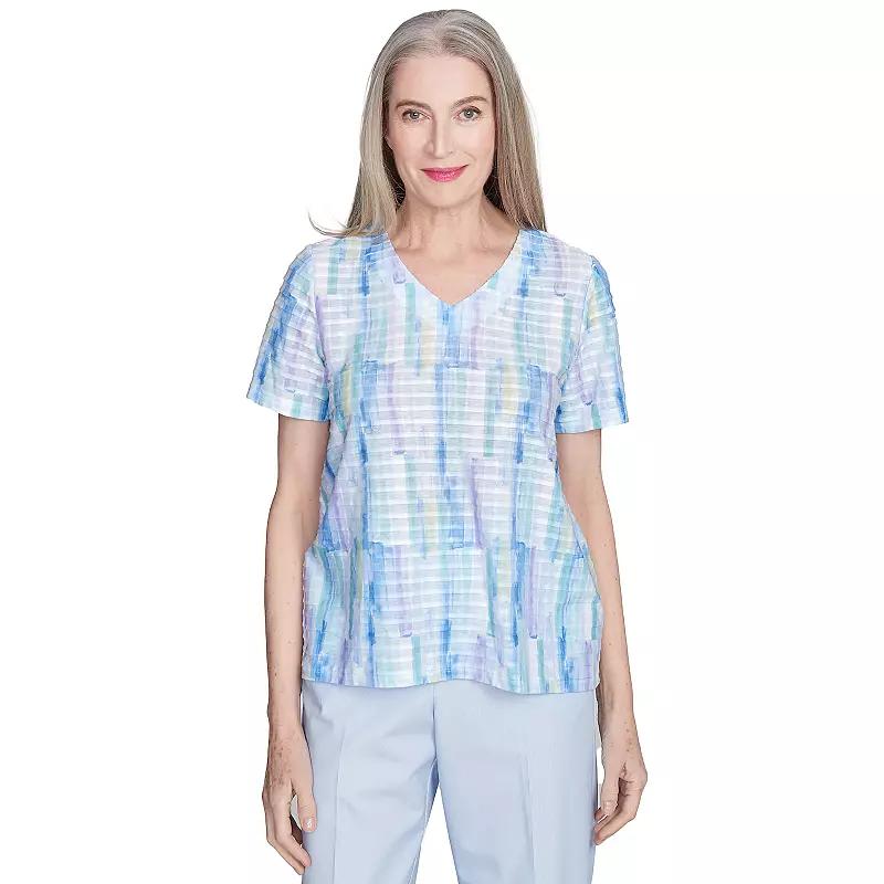 Women's Alfred Dunner Textured Brushstroke Short Sleeve Tee, Size: Medium, Blue Team Product Image