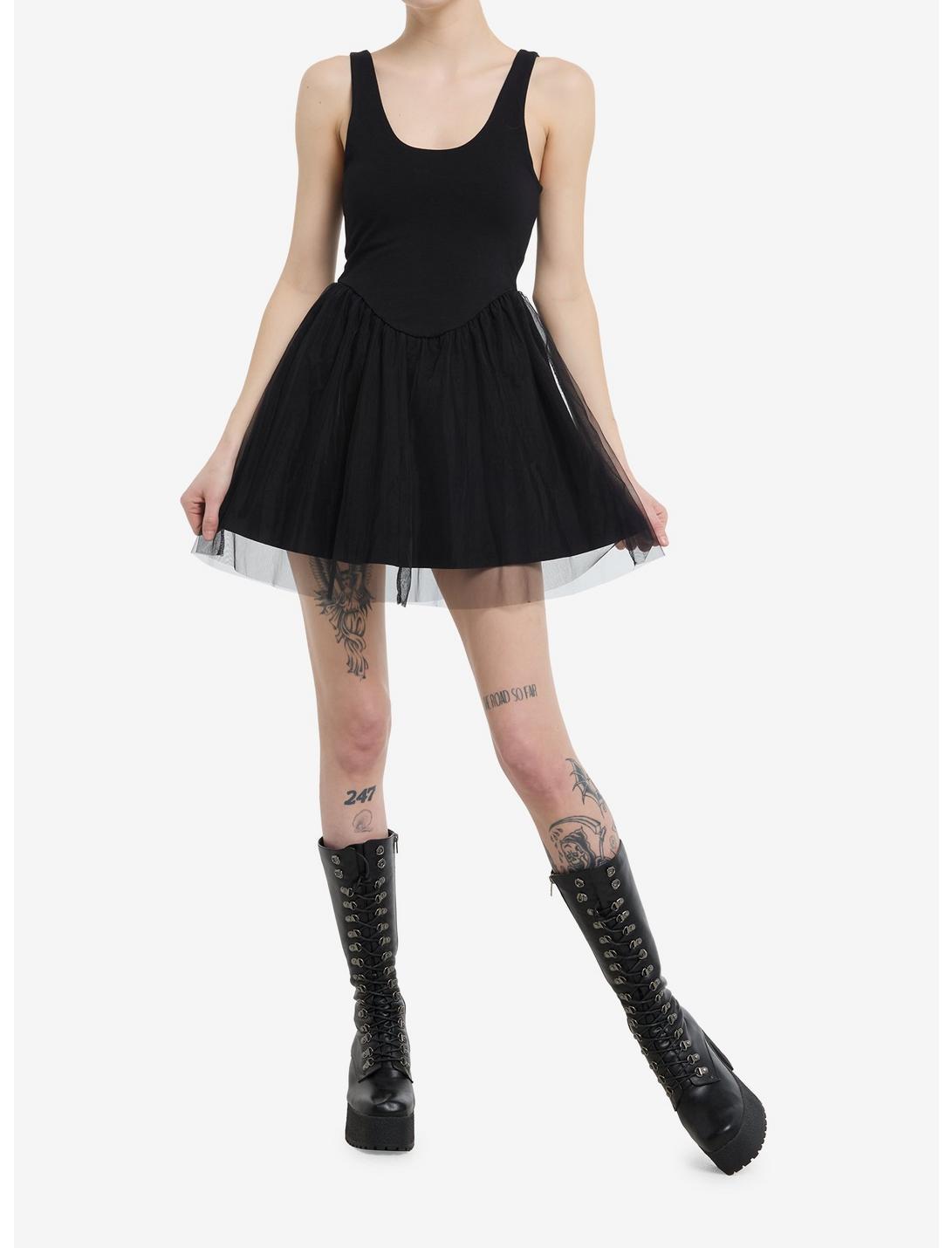 Black Tulle Mini Tank Dress Product Image