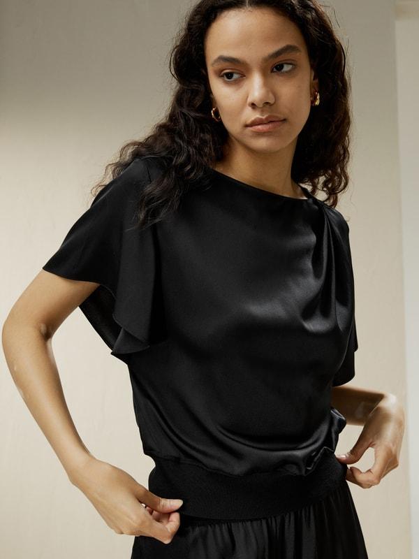 LILYSILK Silk Tshirt Women Black Breathable Basic Meticulously Crafted Seams High Quality Silk Fibers XL Product Image