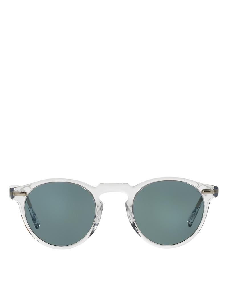 Gregory Peck Round Plastic Sunglasses, Clear/Tortoise Product Image