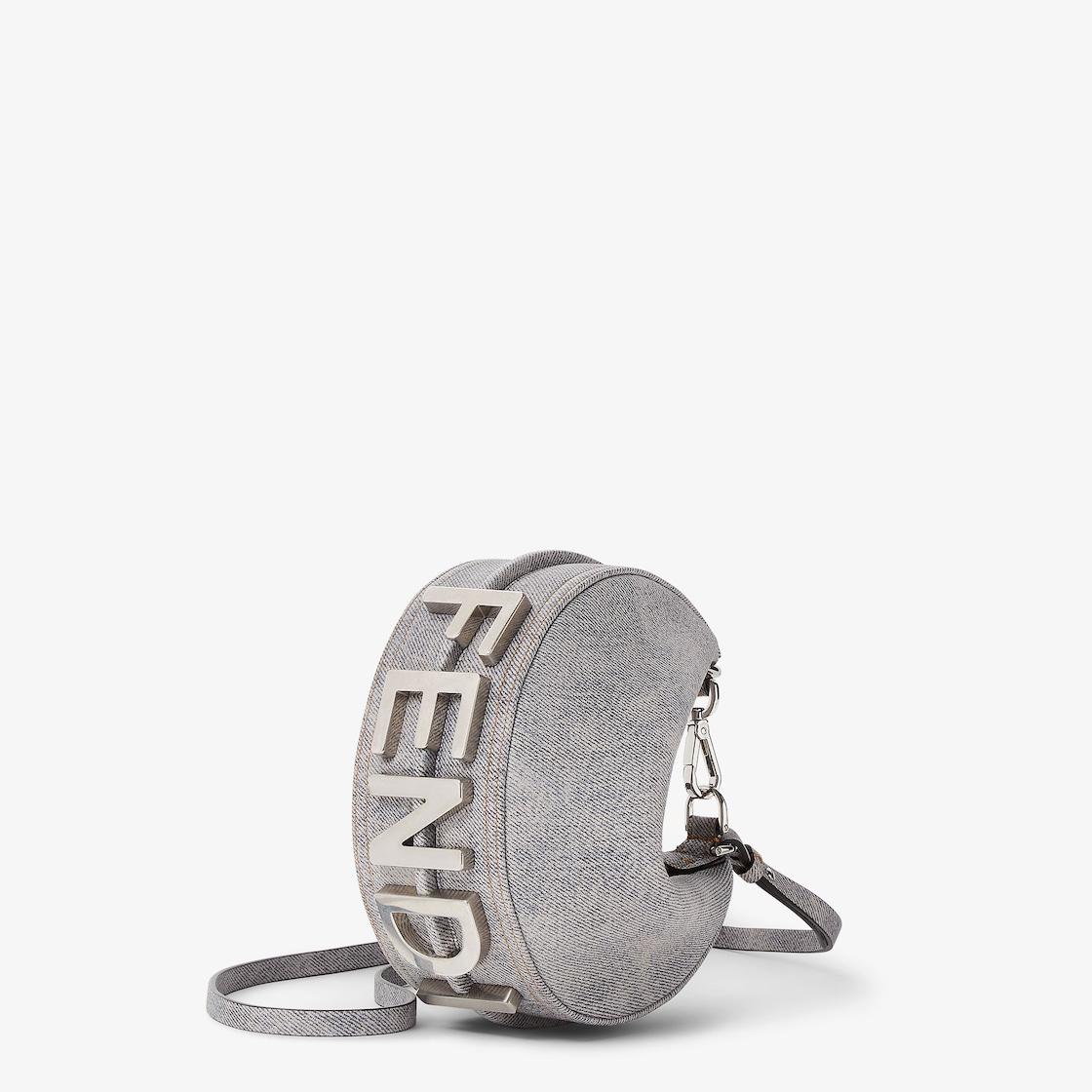 Fendigraphy MiniGray washed denim-effect leather mini-bag Product Image