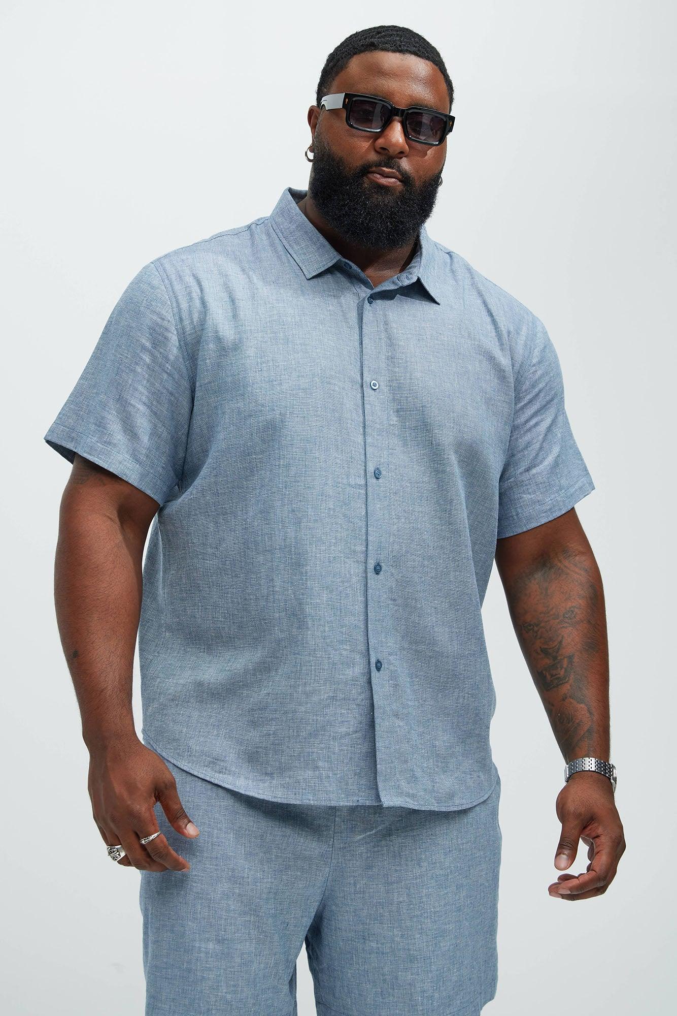 Bahamas Linen Classic Button Up Shirt - Blue Product Image