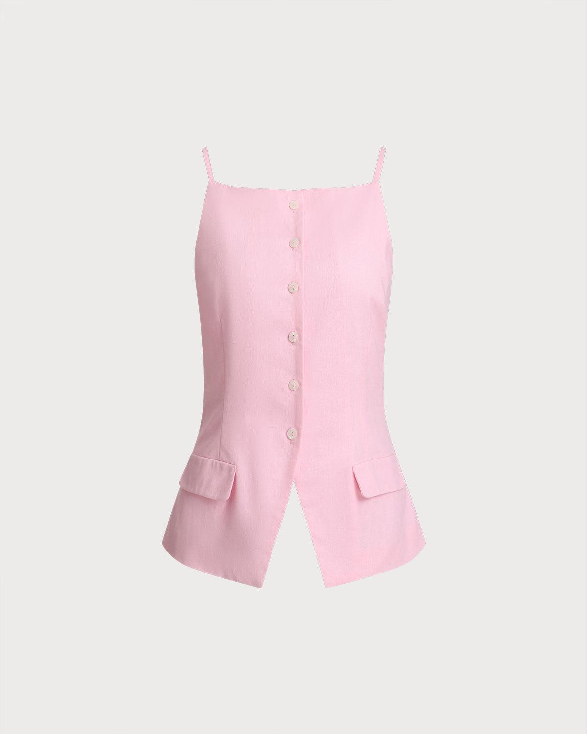 Pink Square Neck Pocket Vest Product Image
